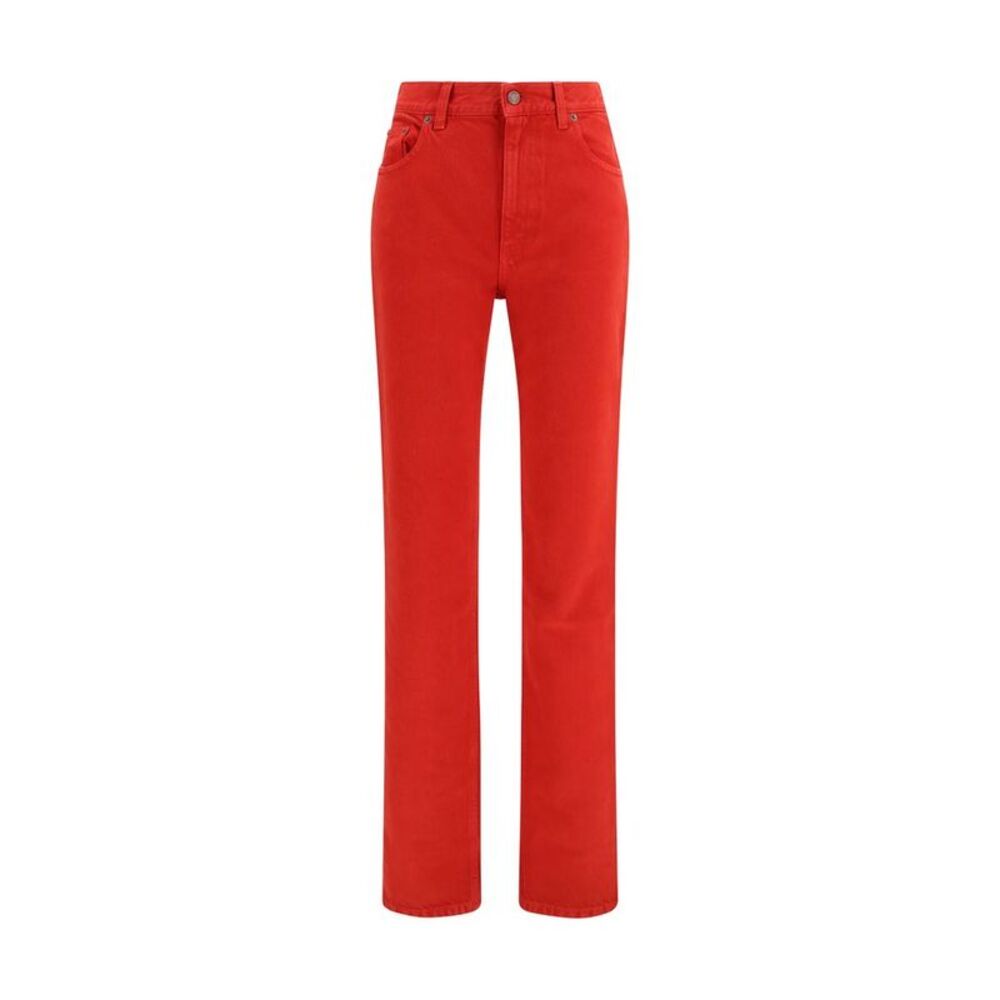 Chloé Red Cotton Straight-Leg Women's Jeans